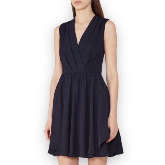 REISS Electra Night Navy Wrap-front Dress size 4 - Picture 1 of 11